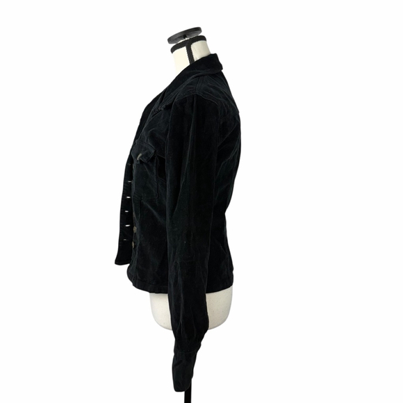 Frankie B Black Vintage Frankie B Black Corduroy Military Jacket Goth XS-S - Picture 3 of 10